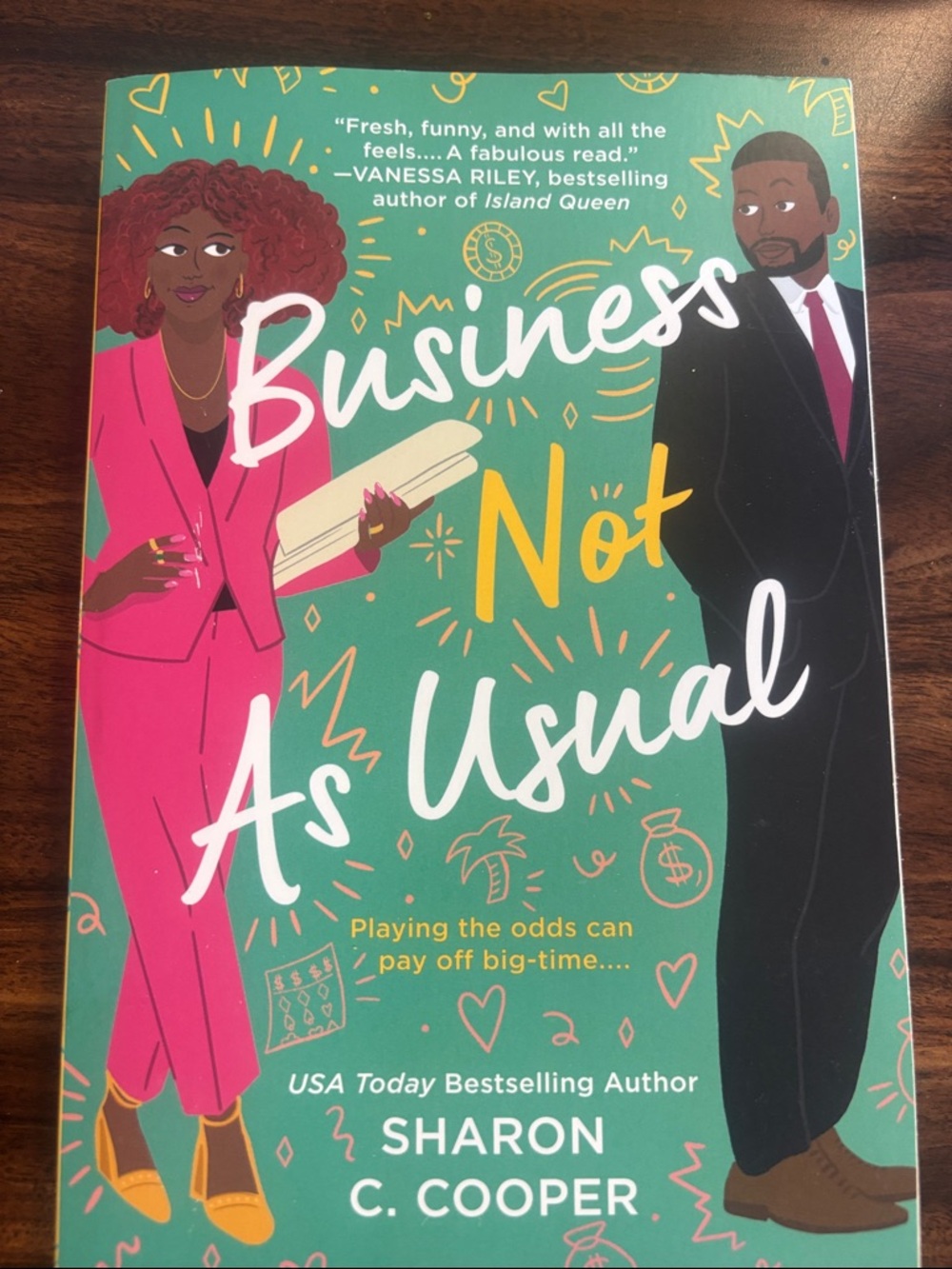 Business Not As Usual by Sharon C. Cooper - Teal, Pink & Black Cover